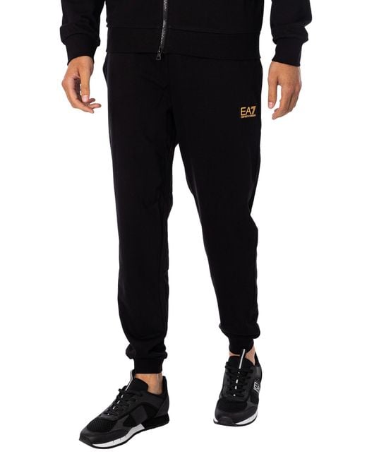 EA7 Black Zip Hooded Tracksuit for men