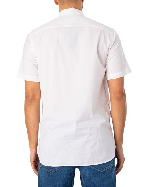 Tommy Hilfiger White Flex Poplin Shortsleeved Shirt for men