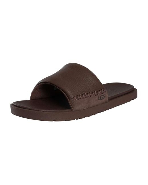 Ugg Brown Seaside Ii Leather Sliders for men