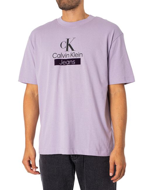Calvin Klein Purple Stacked Archival T-shirt for men