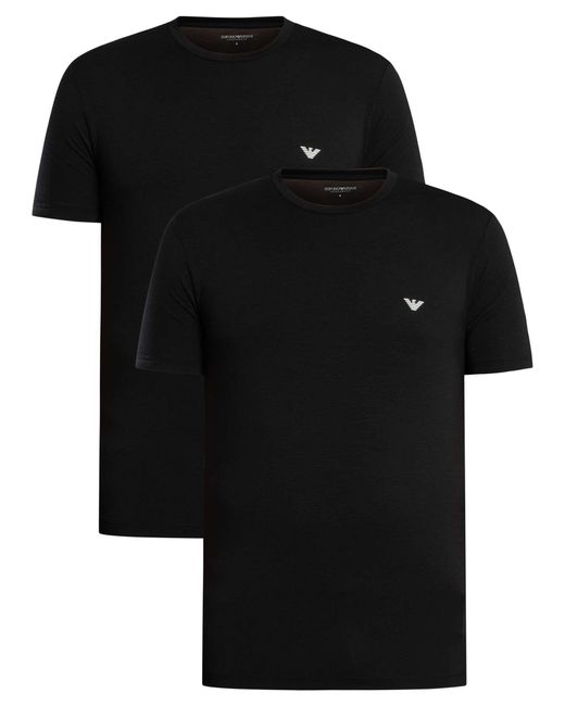 Emporio Armani Black 2 Pack Lounge Crew Fitted T-shirt for men