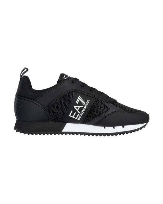 EA7 Black Athletic Logo Mesh Trainers for men