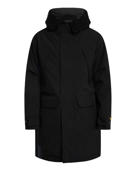 Lyle & Scott Black Cold Weather Parka Jacket for men