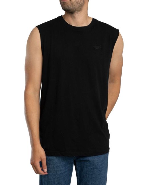 Superdry Black Essential Logo Tank Top for men