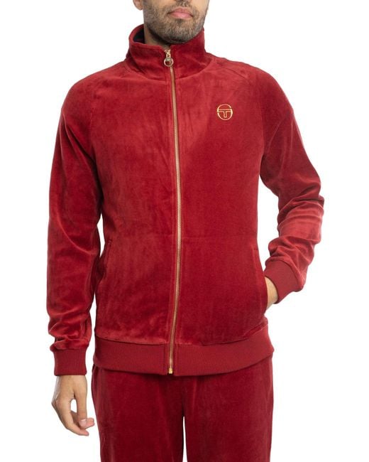 Sergio Tacchini Red Court Velour Track Jacket for men