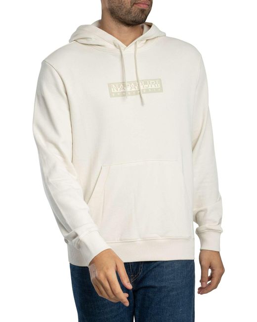 Napapijri White Box Logo Pullover Hoodie for men
