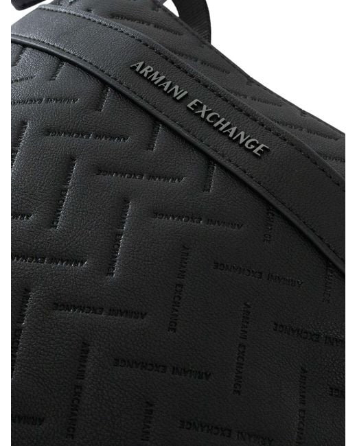 ARMANI EXCHANGE Black Embedded Brand Messenger Bag for men
