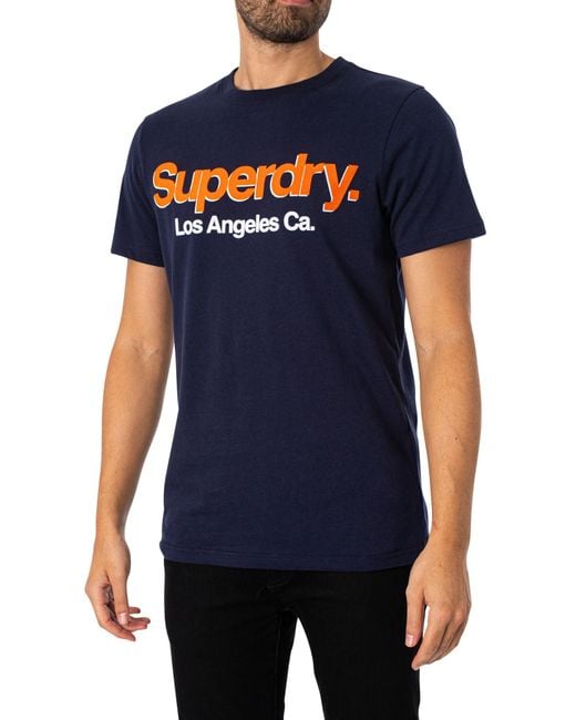Superdry Blue Core Logo Classic Washed T-shirt for men