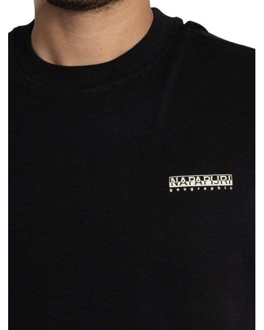 Napapijri Black Relaxed Small Box Logo T-shirt for men