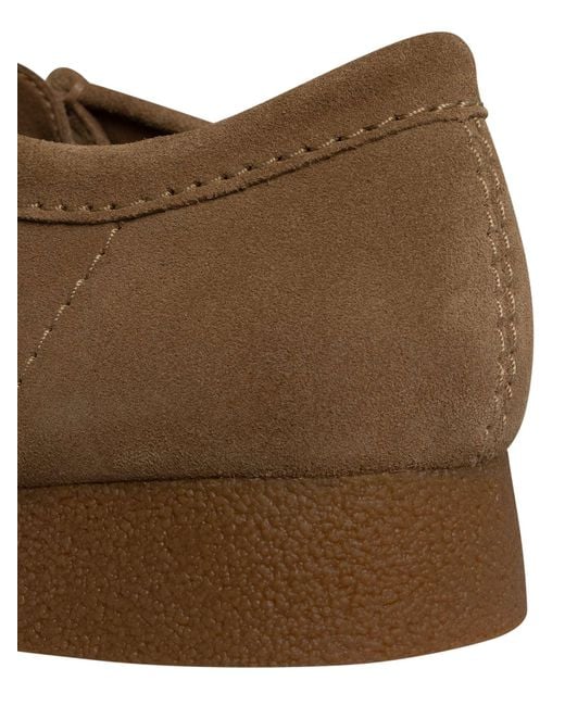 Clarks Brown Wallabee Evo Suede Shoes for men