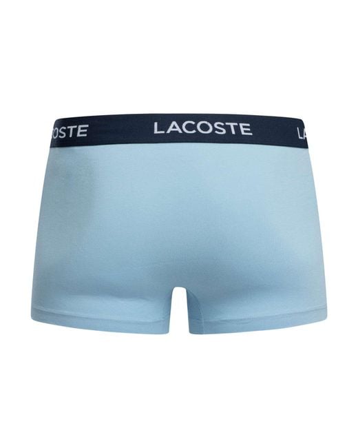 Lacoste Blue 3 Pack Cotton Stretch Trunks for men