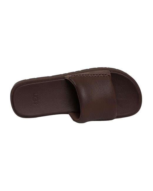 Ugg Brown Seaside Ii Leather Sliders for men