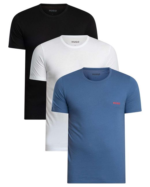 HUGO Blue 3 Pack Crew Lounge T-shirts for men