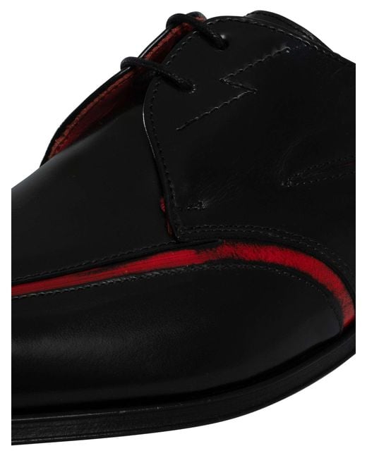 Jeffery West Black Derby Leather Shoes for men