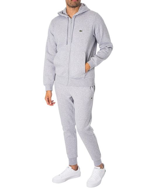 Lacoste White Zip Hoodie Tracksuit for men