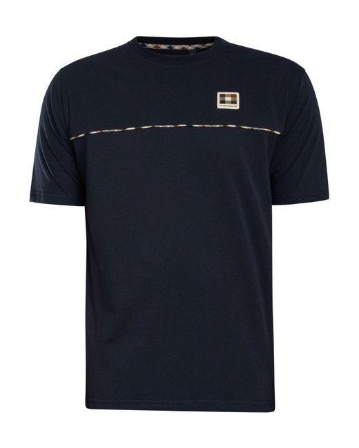 Aquascutum Blue Club Check Piping T-shirt for men