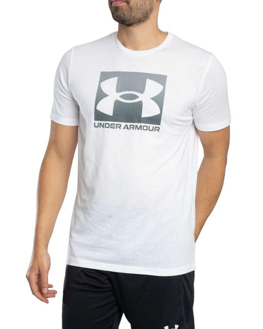 Under Armour White Loose Boxed Sports Graphic T-shirt for men