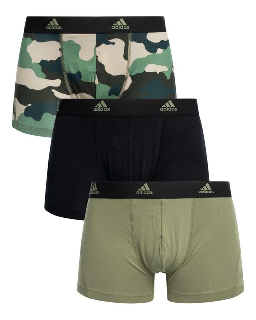 Adidas Green 3 Pack Active Flex Cotton Trunks for men