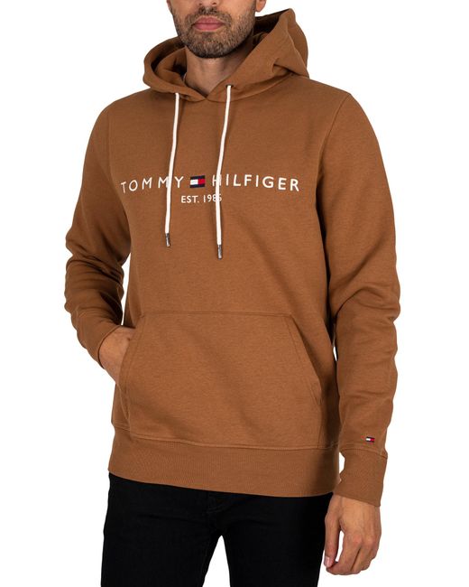 Tommy Hilfiger Brown Graphic Pullover Hoodie for men