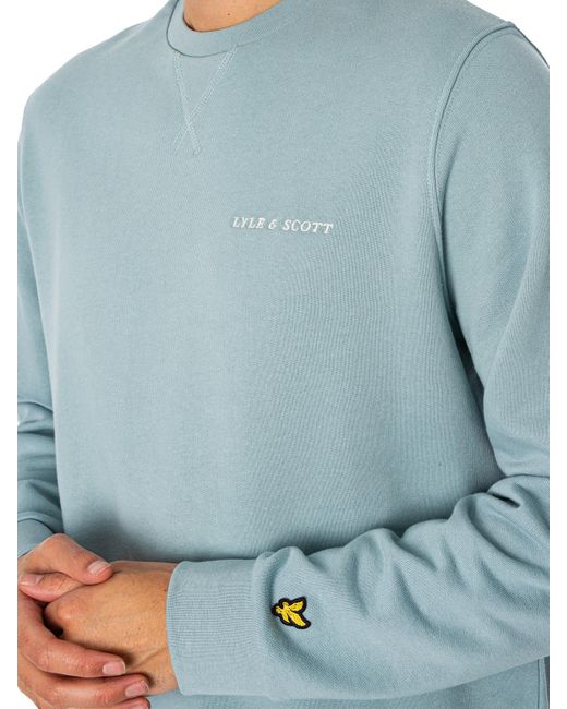 Lyle & Scott Blue Loopback Embroidered Relaxed Sweatshirt for men