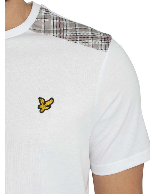 Lyle & Scott White Check Panelled T-shirt for men