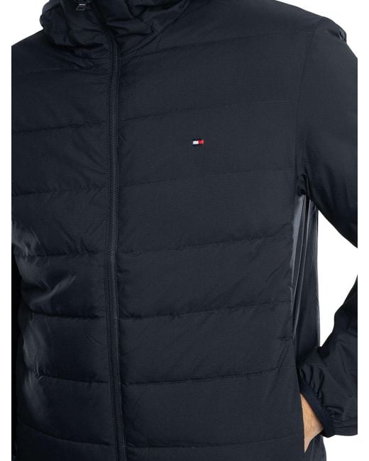 Tommy Hilfiger Blue Mix Quilted Hooded Jacket for men