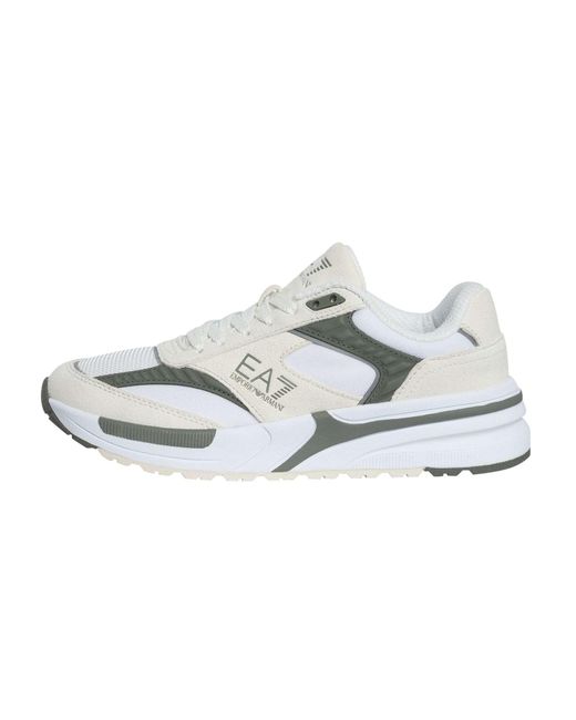 EA7 White Brand Mesh Trainers for men