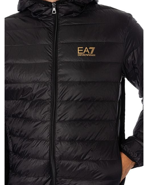 EA7 Black Woven Down Jacket for men