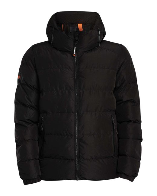 Superdry Black Hooded Sports Puffer Jacket for men