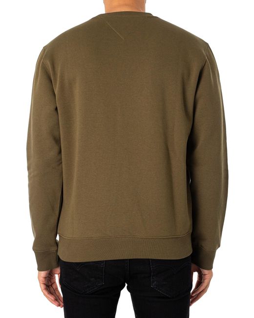 Tommy Hilfiger Green Tommy Jeans Sweatshirt Regular Fleece C Neck Without Hood for men