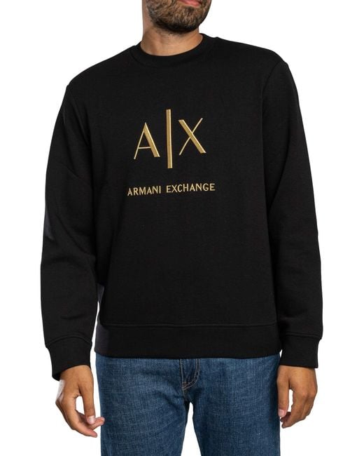 ARMANI EXCHANGE Black Logo Graphic Sweatshirt for men