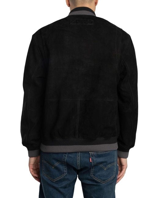 HUGO Black Ledam Suede Bomber Jacket for men