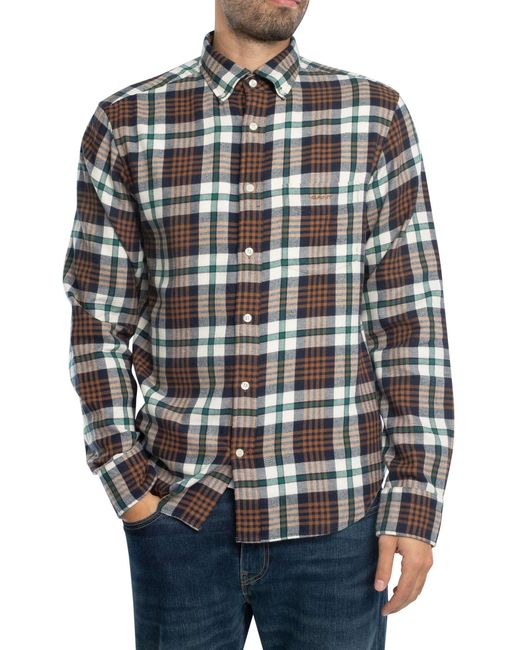 Gant Gray Regular Flannel Plaid Shirt for men