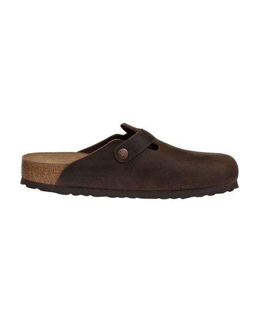 Birkenstock Brown Boston Leather Clogs for men