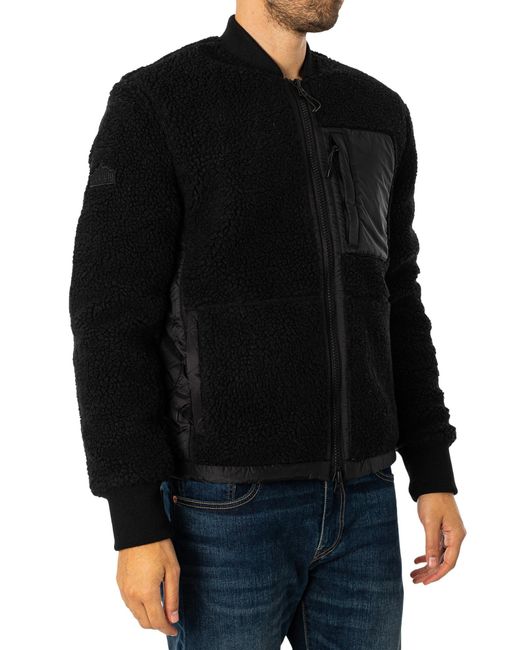 Superdry Black Vintage Sherpa Zip Through Jacket for men