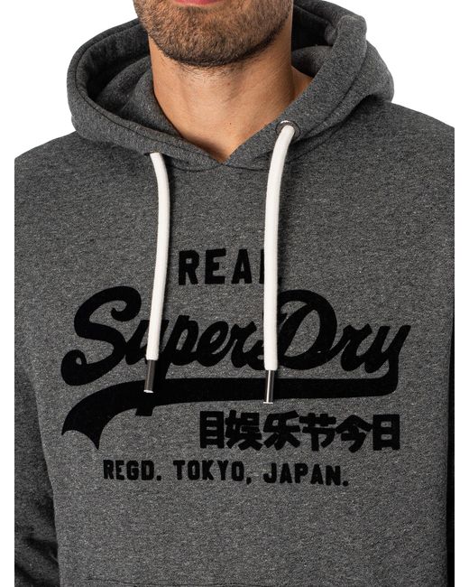 Superdry Gray Tonal Vintage Logo Pullover Hoodie for men