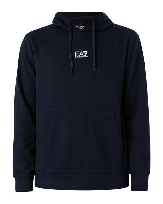 EA7 Blue Jersey Pullover Hoodie for men