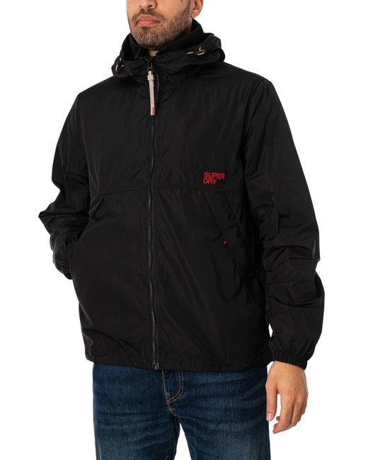 Superdry Black Hooded Windbreaker Jacket for men