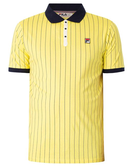 Fila Yellow Classic Vintage Striped Polo Shirt for men