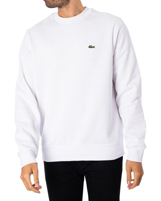 Lacoste White Organic Brushed Cotton Sweatshirt for men