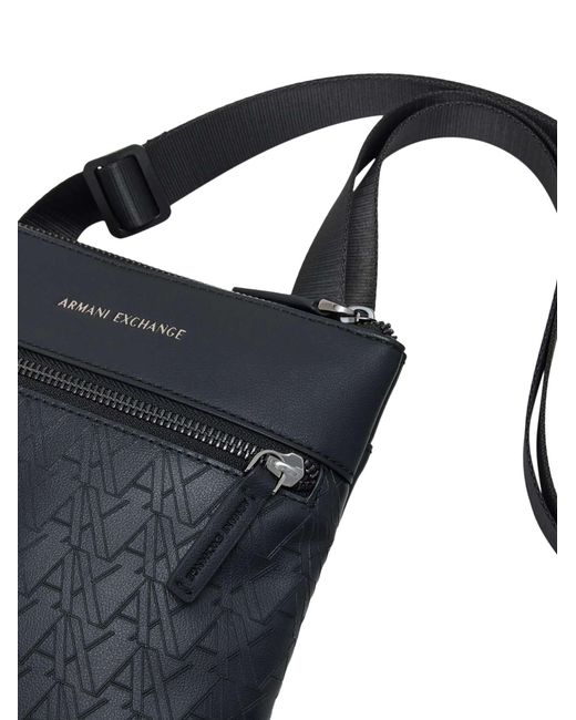 ARMANI EXCHANGE Black Flat Crossbody Messenger Bag for men
