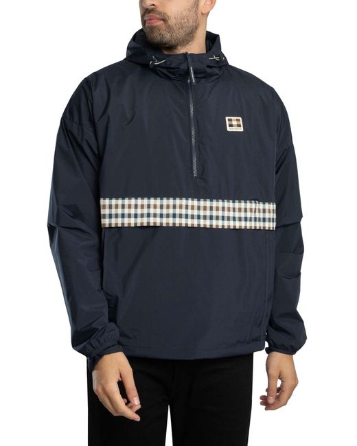 Aquascutum Blue Colour Block Badge Jacket for men