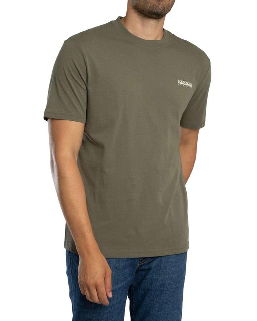 Napapijri Green Relaxed Small Box Logo T-shirt for men