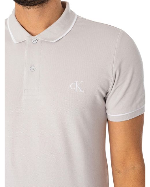 Calvin Klein White Tipping Slim Polo Shirt for men