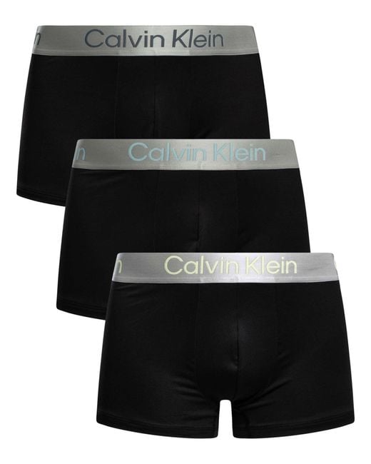 Calvin Klein Black 3 Pack Brushed Microfiber Trunks for men