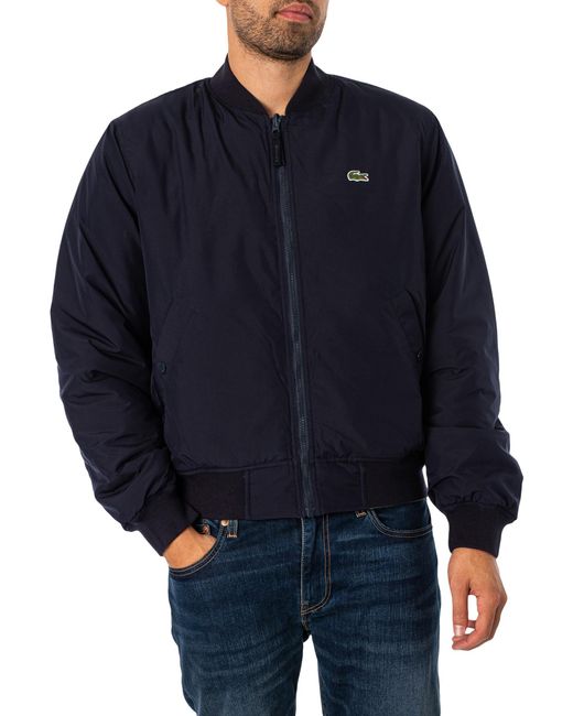 Lacoste Blue Reversible Quilted Taffeta Bomber Jacket for men