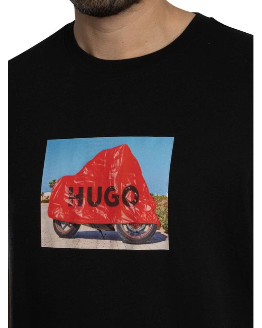 HUGO Black Dostino Graphic T-shirt for men