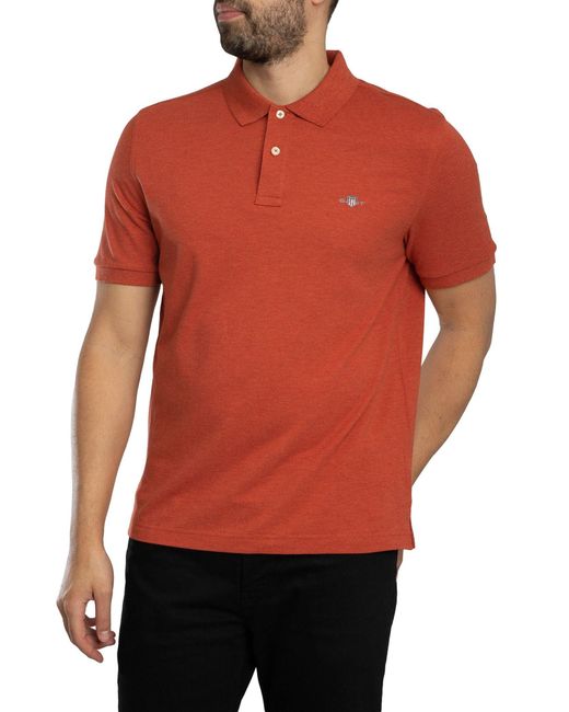 Gant Red Regular Shield Pique Polo Shirt for men