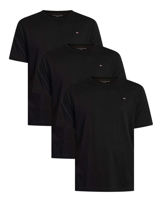 Tommy Hilfiger Black 3 Pack Signature Cotton Essentials Lounge T-shirts for men
