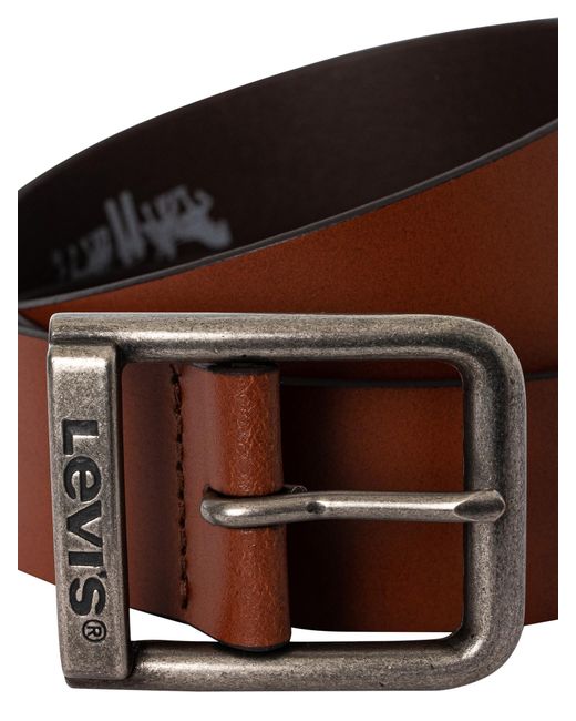Levi's Brown Metal Logo Leather Belt for men